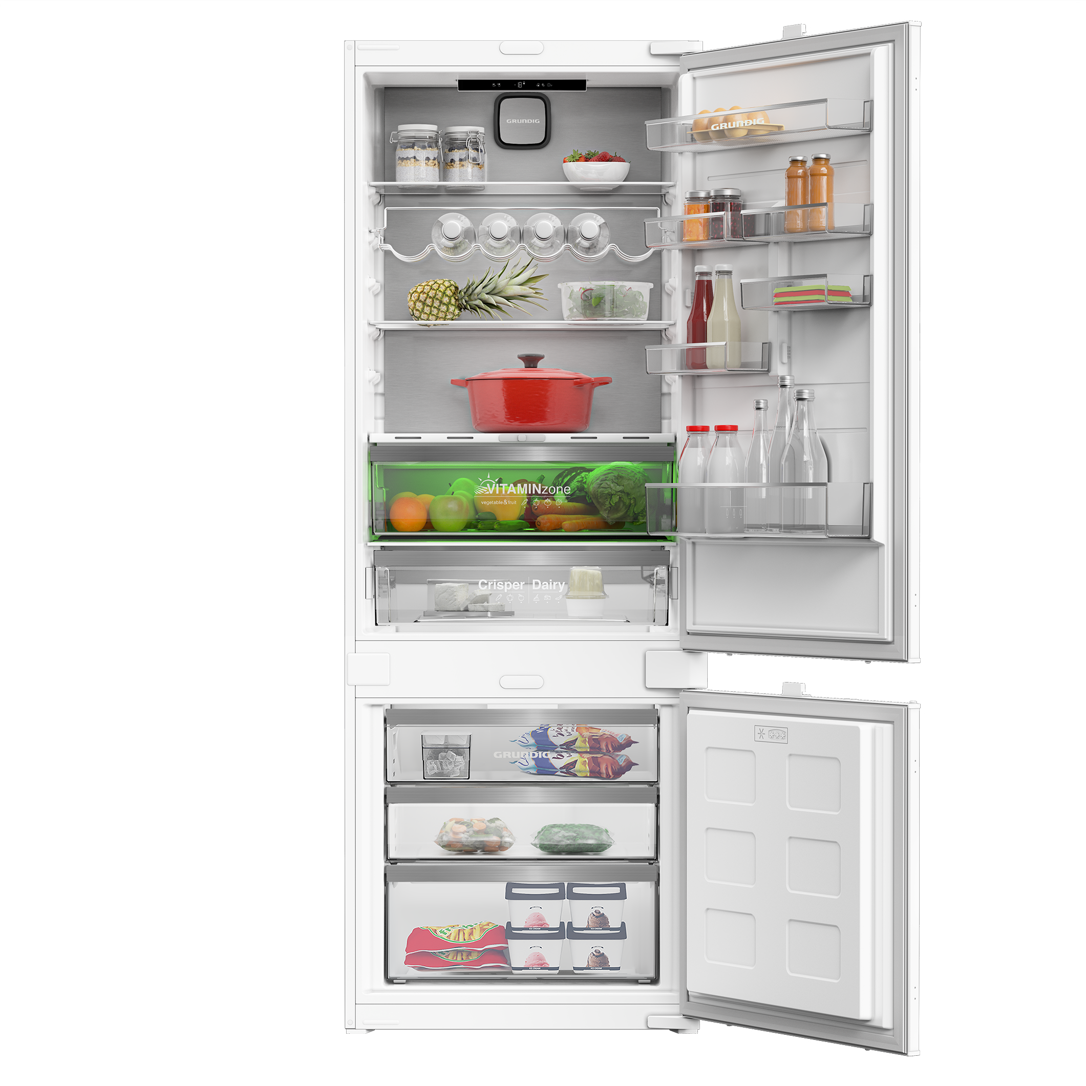 מקרר אינטגרלי 70 ס"מ עם מקפיא תחתון - GRUNDIG - GKNI56930FN - יבואן רשמי